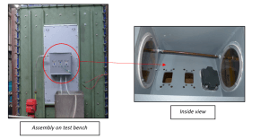 Assembly on test bench and inside view